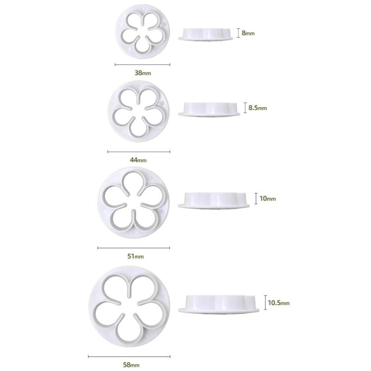 LsCook 4-Piece Set No-Handle Plum Blossom Cutter Realistic Baking Mold
