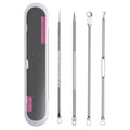 4pcs /Set Stainless Steel Blackhead Removal Needles Tweezers for Beauty Acne Treatment, Silver, Rose Gold