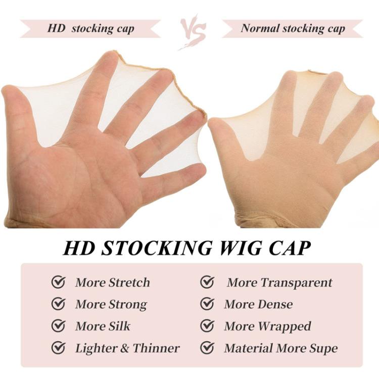 2pcs / Set Lace Invisible Elastic Wig Hair Net High-Definition Transparent Stocking Wig Cap, Lace Invisible