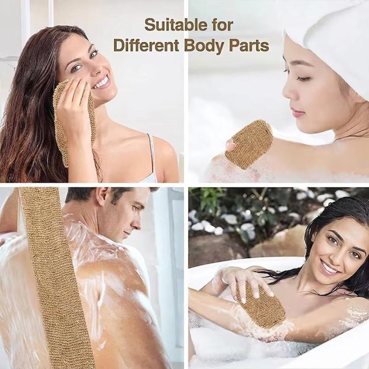Heavy-Duty Bath Scrubber Double Sided Thickened Back Scrubber, Jute Brown Back Comb+Gloves, Jute Back Comb