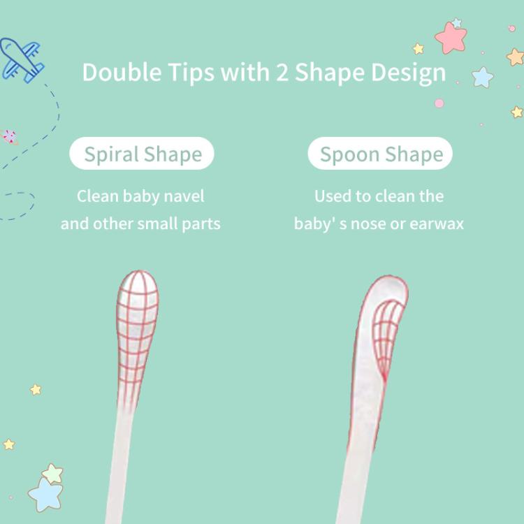 Baby Sailing 200 Count Baby Cotton Swabs with Ultra-Fine 3mm Tips Dual-Ended Multi-Purpose Paper Stick Swabs, Scoop & Spiral Tips