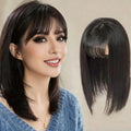 Hair Topper with Air Bangs for Women 12.6 inch Synthetic Hairpiece for Thinning Hair, Natural Looking Top Hair Extension with Clips