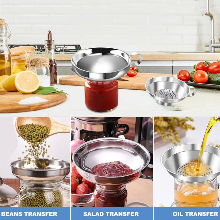 LsCook 3-Piece Set Stainless Steel Wide-Mouth Funnel Large-Mouth Jam Funnel
