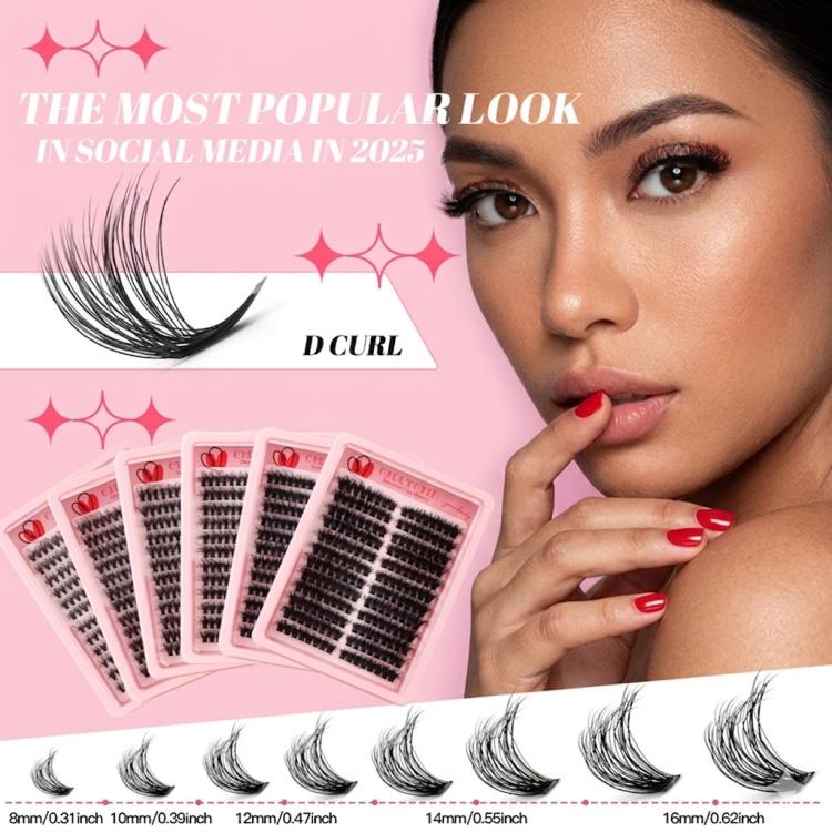 216 Dense Clusters DIY Segmented Eyelash Extensions Naturally Curled Single Cluster False Eyelashes, DIY-SET-595（30D）, DIY-SET-596（40D）, DIY-SET-597（50D）, DIY-SET-598（60D）, DIY-SET-599（80D）, DIY-SET-600（100D）