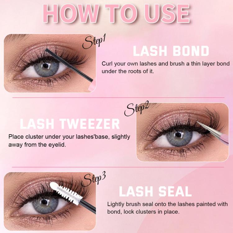 216 Dense Clusters DIY Segmented Eyelash Extensions Naturally Curled Single Cluster False Eyelashes, DIY-SET-595（30D）, DIY-SET-596（40D）, DIY-SET-597（50D）, DIY-SET-598（60D）, DIY-SET-599（80D）, DIY-SET-600（100D）
