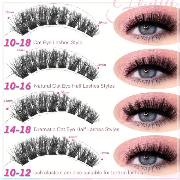 180-Cluster Single-Cluster Segmented Self-Grafting Thick Curled False Eyelashes, 40D, 60D, 80D