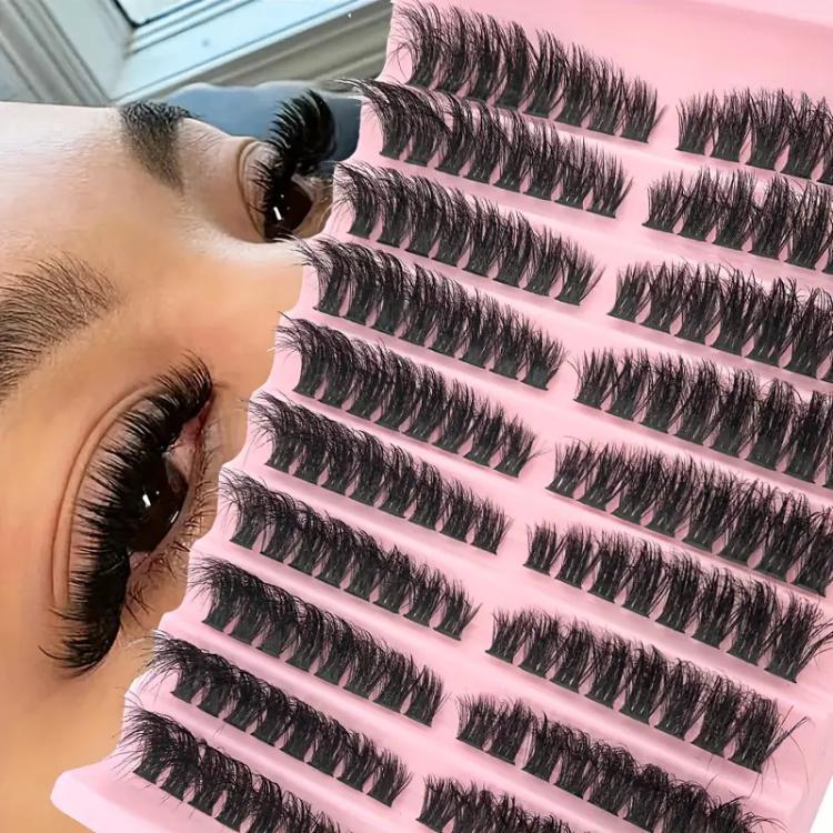 180-Cluster Single-Cluster Segmented Self-Grafting Thick Curled False Eyelashes, 40D, 60D, 80D