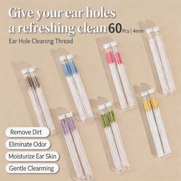 60pcs /Pack Ear Piercing Cleaning Lines Disposable Ear Hole Cleaning Floss Ear Hole Odor Remover & Piercing Aftercare Cleaner