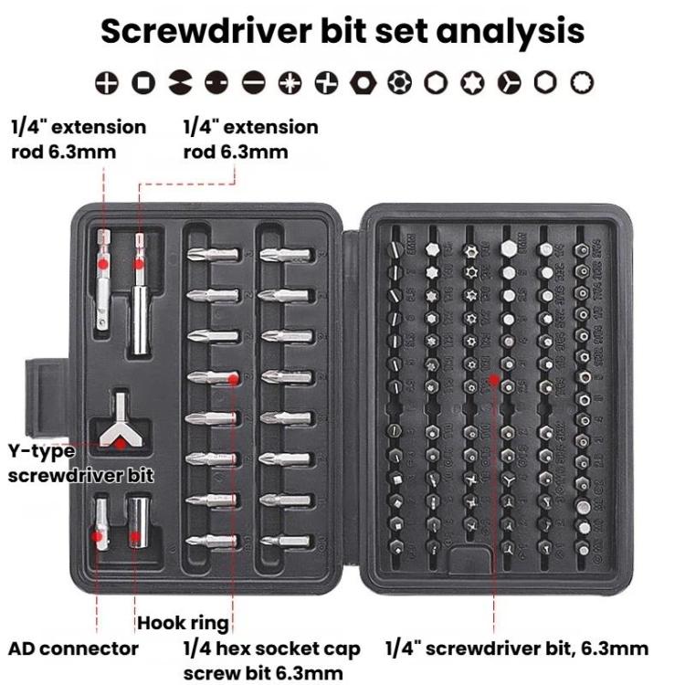 Chrome Vanadium Steel Screwdriver Bit Set, Slotted Phillips Hex Flower Screwdriver Bits, 100pcs / set, Hi-Spec 101pcs / set, 24pcs / set, 50pcs / set, 105pcs / set