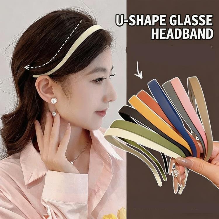 Matte U-Shaped Headbands for Women Glasses Friendly Non-Slip Hair Bands Thin Resin Hair Hoops No Pressure on Ears