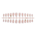 24Pcs French Tip Press on Nails Almond Gold Bowknot Fake Nails with Marble Design and Gold Wire Glossy Medium Length Glue on Nails