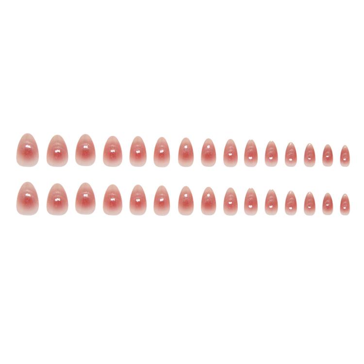 30pcs /Pack Jelly Pink Cat Eye Press on Nails Short Almond Glossy Magnetic Fake Nails, Translucent Ombre Glitter Glue on Nails for Women
