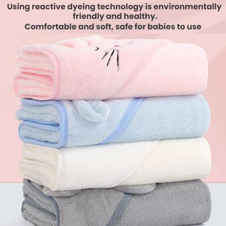 Coral Fleece Absorbent Baby Swaddle Blanket Towel With Cape, 80x80cm