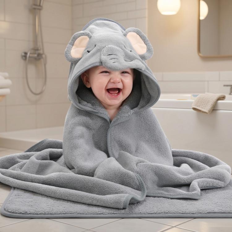 Coral Fleece Absorbent Baby Swaddle Blanket Towel With Cape, 80x80cm