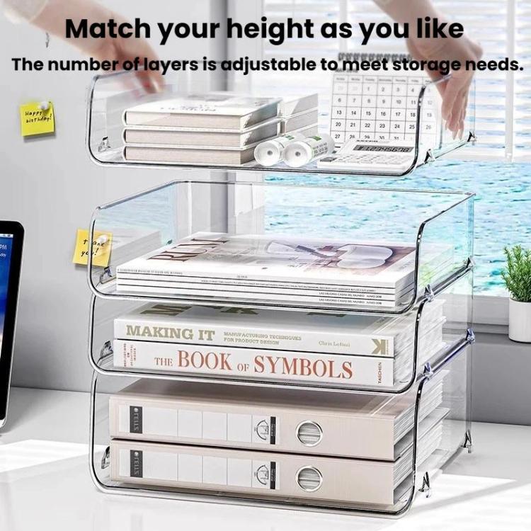 Desktop Stackable Acrylic File Storage Rack, Large-Capacity Book Shelf For Bedroom & Living Room, Widened 1 Layer, Widened 2 Layer, Widened 3 Layer, Widened 4 Layer, Widened 5 Layer, Extended 1 Layer, Extended 2 Layer, Extended 3 Layer, Extended 4 Laye...