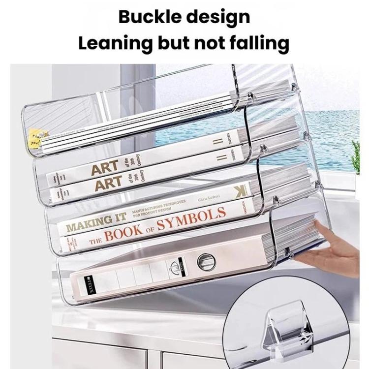 Desktop Stackable Acrylic File Storage Rack, Large-Capacity Book Shelf For Bedroom & Living Room, Widened 1 Layer, Widened 2 Layer, Widened 3 Layer, Widened 4 Layer, Widened 5 Layer, Extended 1 Layer, Extended 2 Layer, Extended 3 Layer, Extended 4 Laye...