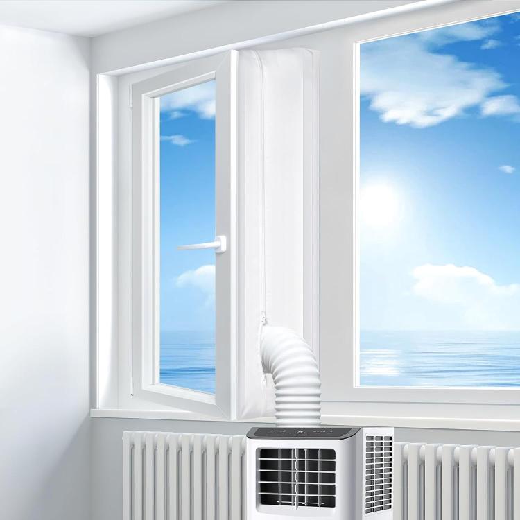 Universal Window Seal for Portable Air Conditioner and Tumble Dryer Hot Air Stop with Dual Zipper & Adhesive Hook Tape, 3m, 4m, 5m