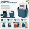 Wall Mount Remote Control Holder Self-Adhesive Bedside Phone Caddy Universal Storage Box Organizer with Charging Port