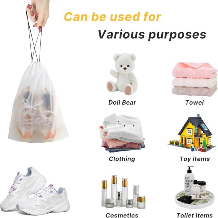 5pcs /Pack Shoe Bags for Travel Large Waterproof Drawstring Bags for Storage Clear Frosted Dustproof Travel Organizer Pouches, 30 x 40cm