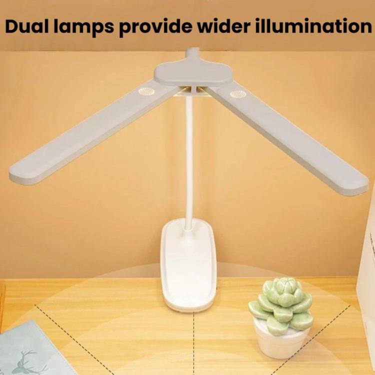 Xiajule Dual-Head Eye-Caring Clip On Lamp, Portable LED Rechargeable Student Reading Lamp, 800mAh, 1200mAh