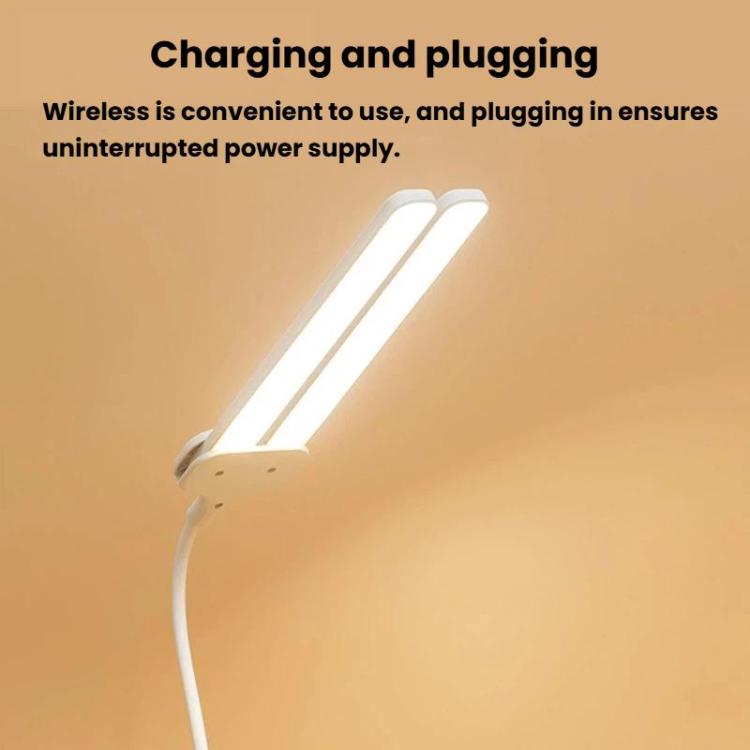 Xiajule Dual-Head Eye-Caring Clip On Lamp, Portable LED Rechargeable Student Reading Lamp, 800mAh, 1200mAh