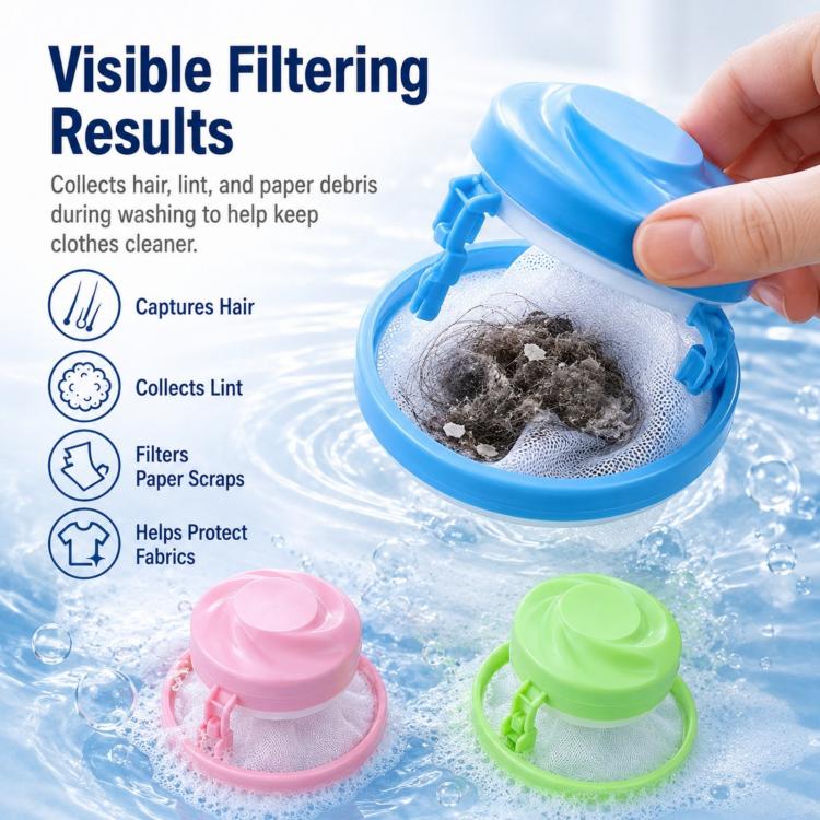 Washing Machine Lint Catcher Floating Hair Filter Mesh Net Bag for Laundry Reusable Pet Hair Remover for Washing Machine