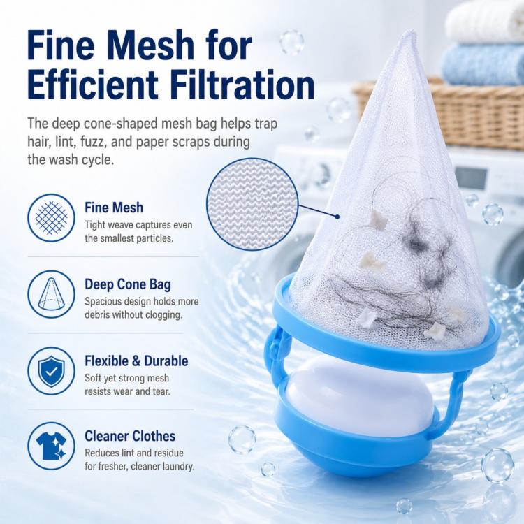 Washing Machine Lint Catcher Floating Hair Filter Mesh Net Bag for Laundry Reusable Pet Hair Remover for Washing Machine