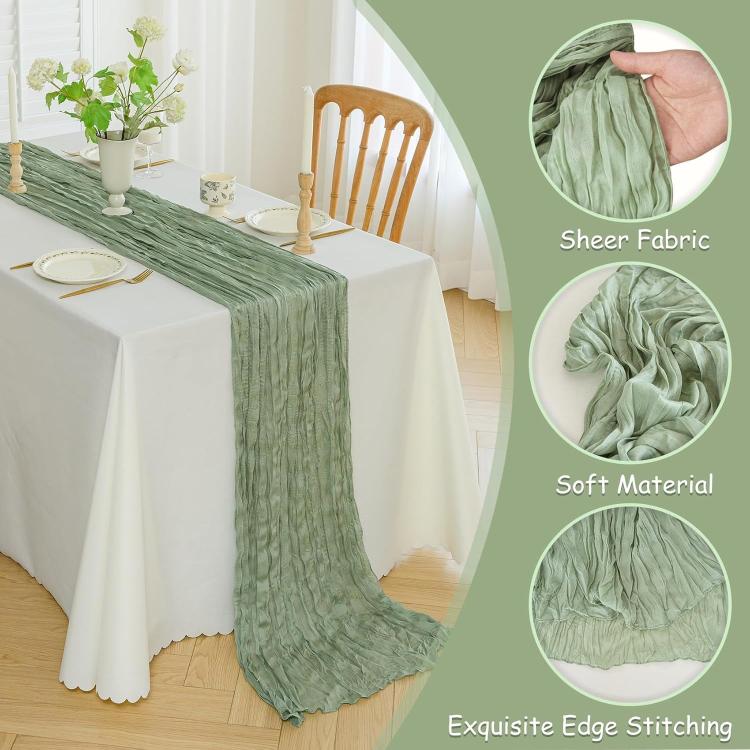 Crepe Table Runner Wedding Party Decoration Pleated Gauze, 90x400cm