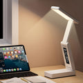 Xiajule Rechargeable Smart Digital Display Clock Folding Desk Lamp, Eye-Caring Study Bedside Reading Light