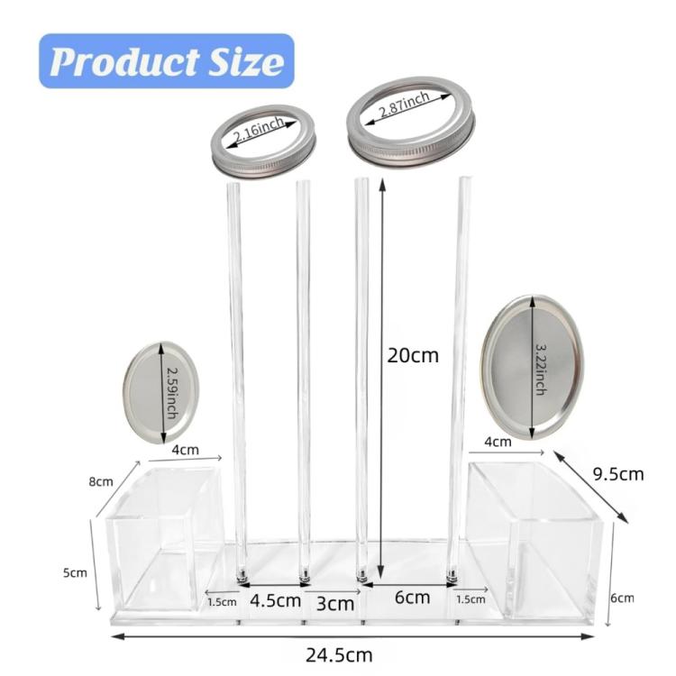 Integrated Acrylic Mason Jar Lid Organizer, Fits 12 Wide-Mouth/12 Standard-Mouth Lids and Rings