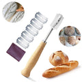 LsCook 7-Piece Set 304 Stainless Steel Bread Trimming Knife Dough Dividing Knife Wooden Handle Curved Bread Knife