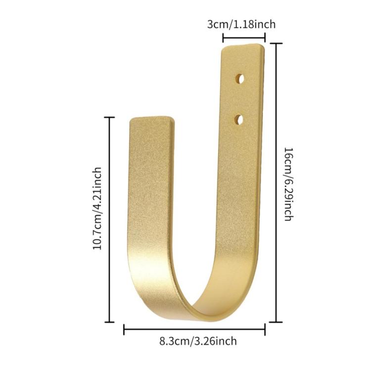 2pcs Wall-Mounted U-Shaped Metal Curtain Storage Hook, 2pcs Gold