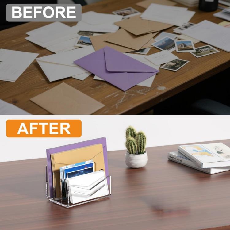 Acrylic 3-layer Letter Organizer/Card Sorting Clip for Home and Office Use, YX243
