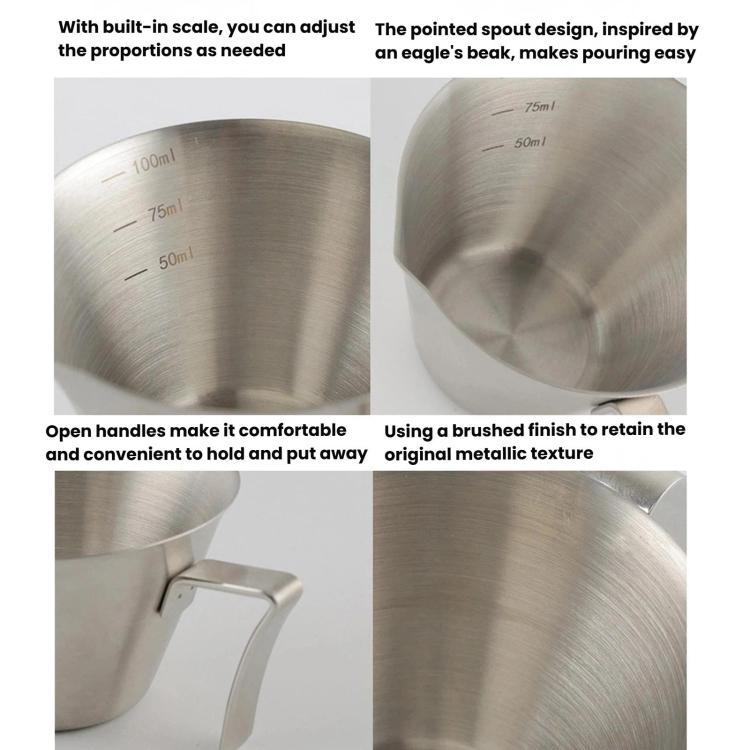 LsCook Thick 304 Stainless Steel 100ml Coffee Brewing Cup With Measurement Markings