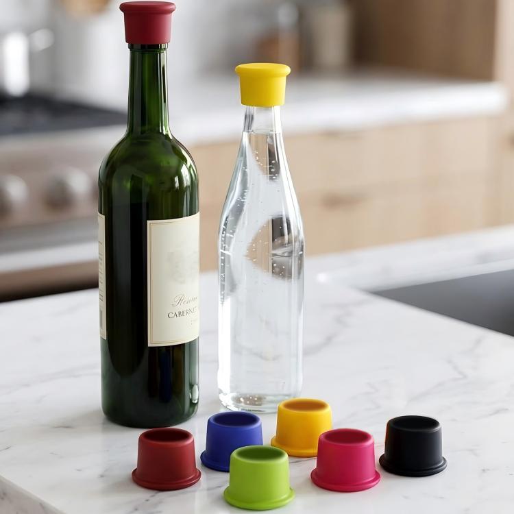 LsCook 6pcs /Pack Food-grade Silicone Wine Bottle Protective Freshness Cap Leak-proof Silicone Stopper