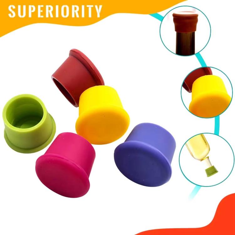 LsCook 6pcs /Pack Food-grade Silicone Wine Bottle Protective Freshness Cap Leak-proof Silicone Stopper