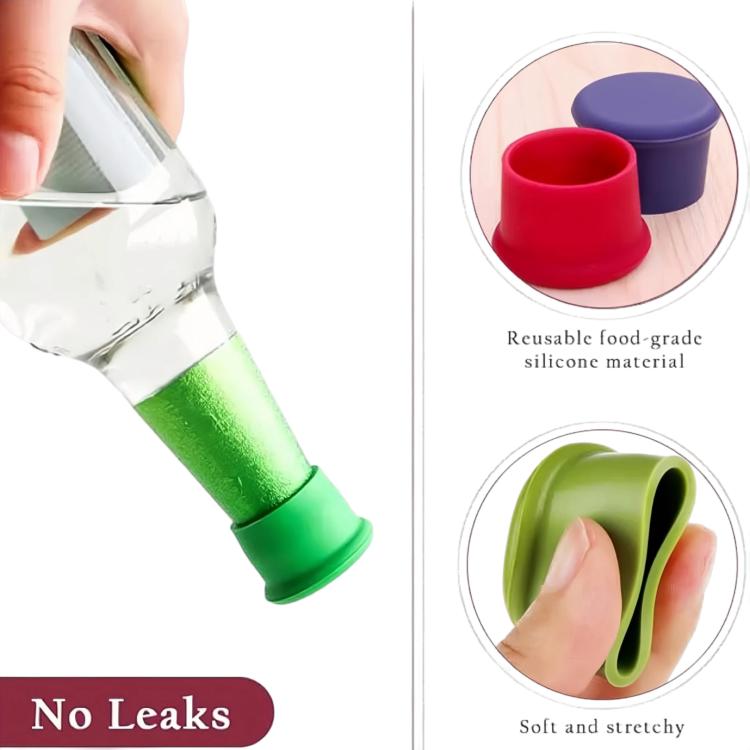 LsCook 6pcs /Pack Food-grade Silicone Wine Bottle Protective Freshness Cap Leak-proof Silicone Stopper