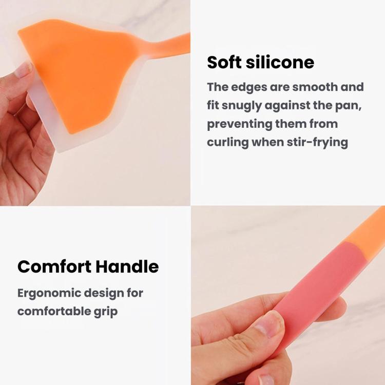 LsCook Wide-Mouth Translucent Tamagoyaki Spatula Home Non-Stick Silicone Spatula