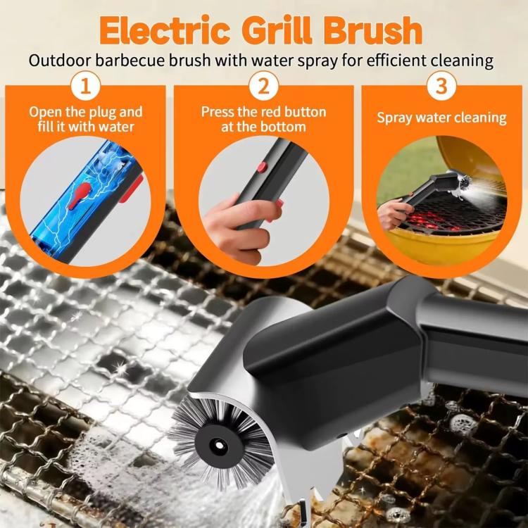 Stainless Steel Wire Electric Grill Brush Cleaning Grill Hard-Bristle Brush Tool, Standard, Water Spray