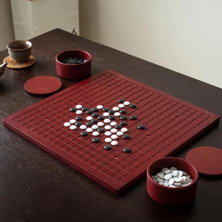 Go Board & Stones Set With Storage Jar, Gomoku Educational Puzzle Toy, MDF Red
