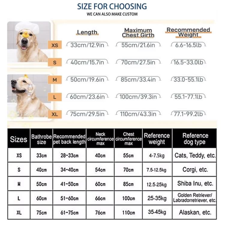 Full Coverage Absorbent Pet Bath Robe, Quick-Dry Breathable Four-Season Bath Robe For Cats & Dogs, XS, S, M, L, XL