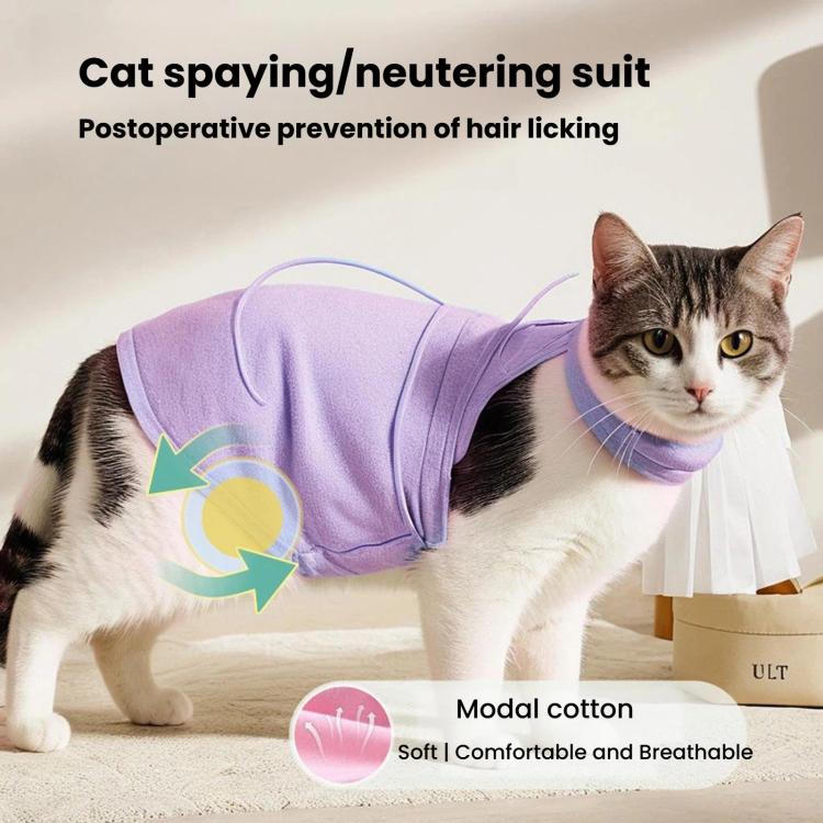 Summer Elastic Breathable Cat Surgery Suit, Pets Lick-Proof Cool Postoperative Recovery, S Blue, M Blue, L Blue, S Pink, M Pink, L Pink, S Purple, M Purple, L Purple