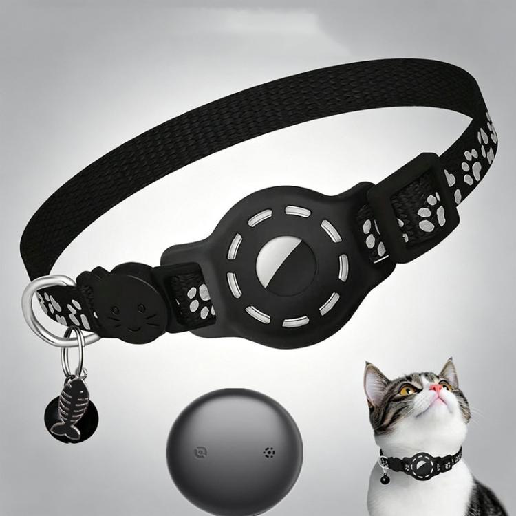 Smart Cat Collar With Built-In Tracker Reflective Paw Prints, Compatible with Apple Find My, Compatible with Google Find My