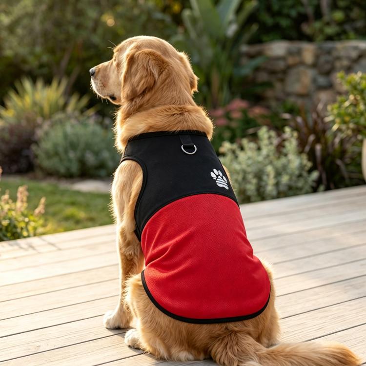 Color Block Dog Vest With Paw Print, Breathable Mesh Pet Harness Vest With Leash Attachment, XS, S, M, L, XL, 2XL