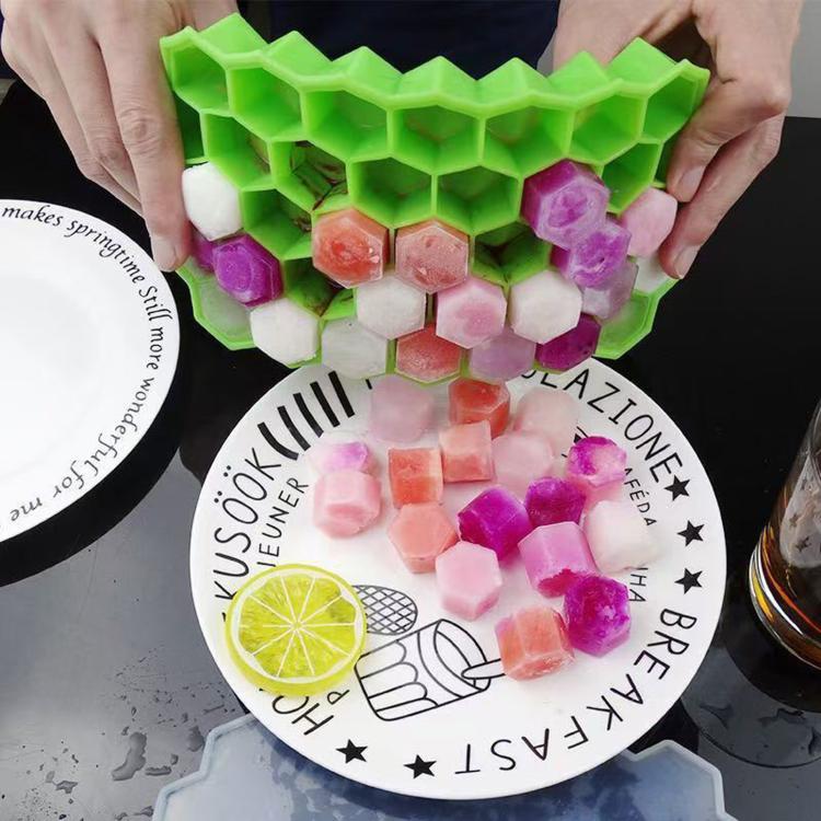 Silicone Ice Cube Tray With Lid Household Honeycomb Ice Cube Tray, LsCook 18.3x11x2.2cm