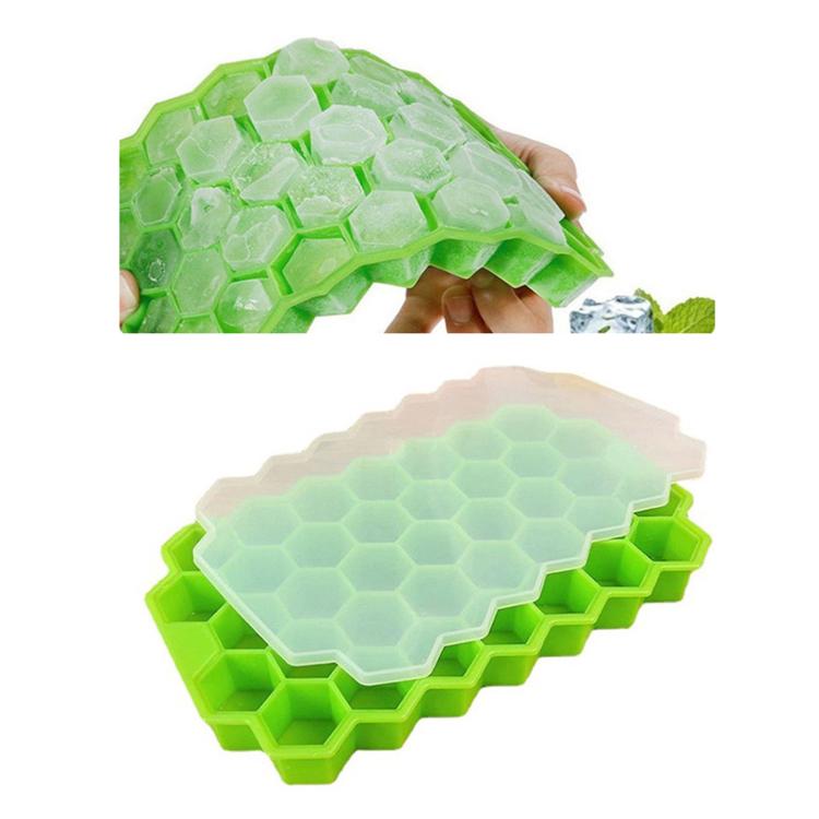 Silicone Ice Cube Tray With Lid Household Honeycomb Ice Cube Tray, LsCook 18.3x11x2.2cm