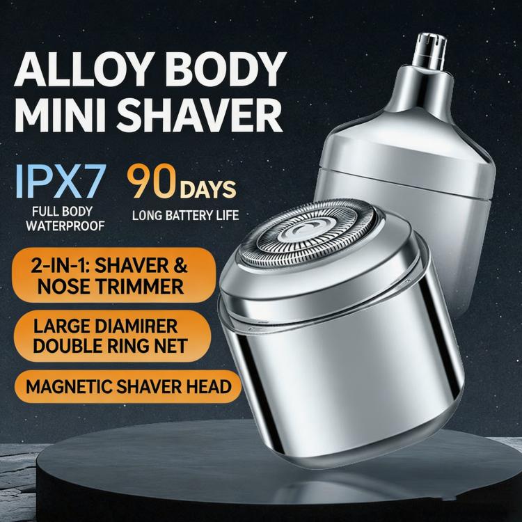 Mini Electric Shaver For Men 2-In-1 Portable Travel Razor & Nose Hair Trimmer Waterproof Wet & Dry Rechargeable Shaver