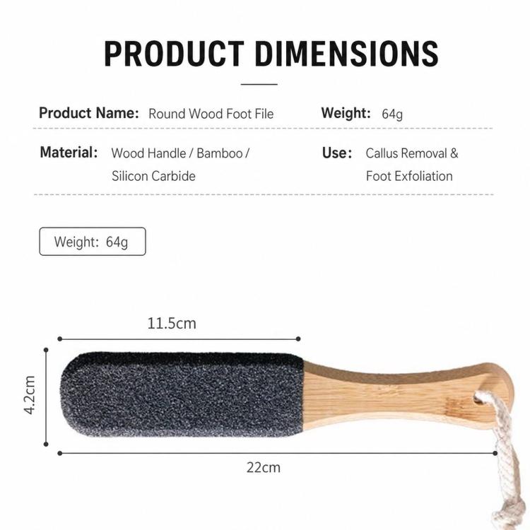 Foot File Callus Remover For Feet  5-Sided Silicon Carbide Pumice Stone With Ergonomic Bamboo Handle