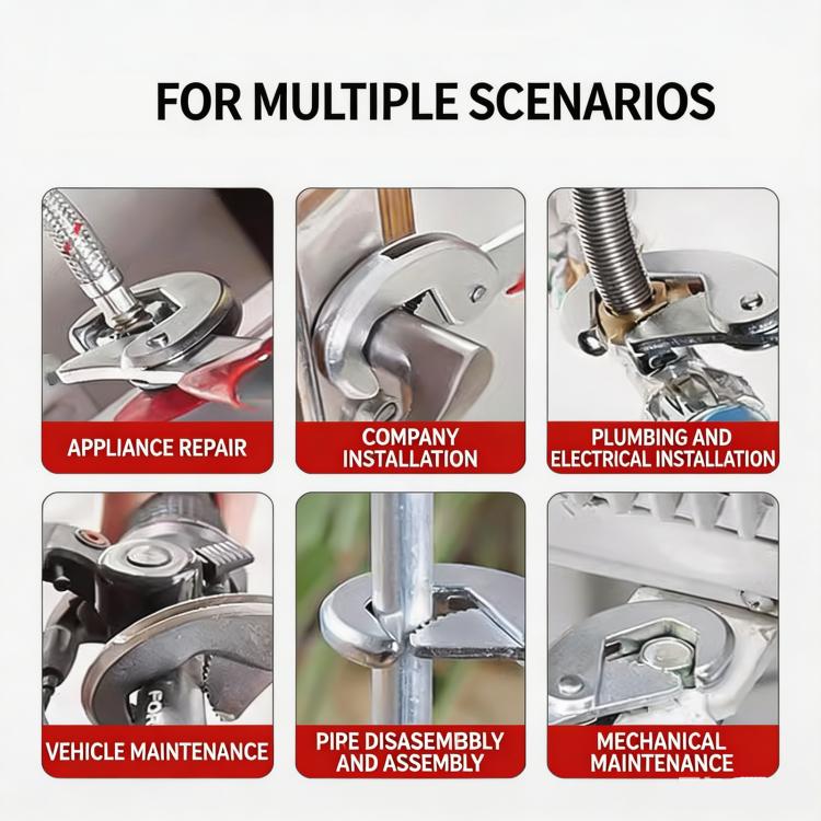 Universal Multi-Function Wrench 8-inch Adjustable Quick Spanner for 6-22mm Nuts & Bolts, Self-Adjusting Pipe Wrench for Plumbing, Repair, Automotive, Small