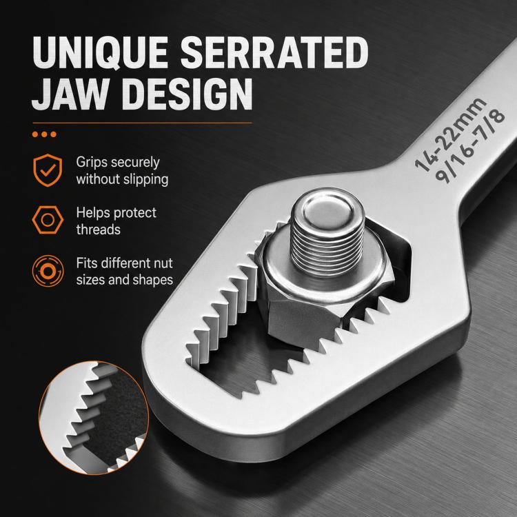 8-24mm Universal Double-Ended Wrench Self-Tightening Torx Wrench Adjustable Spanner Tool For Auto, Plumbing, Bicycle & Home Repair